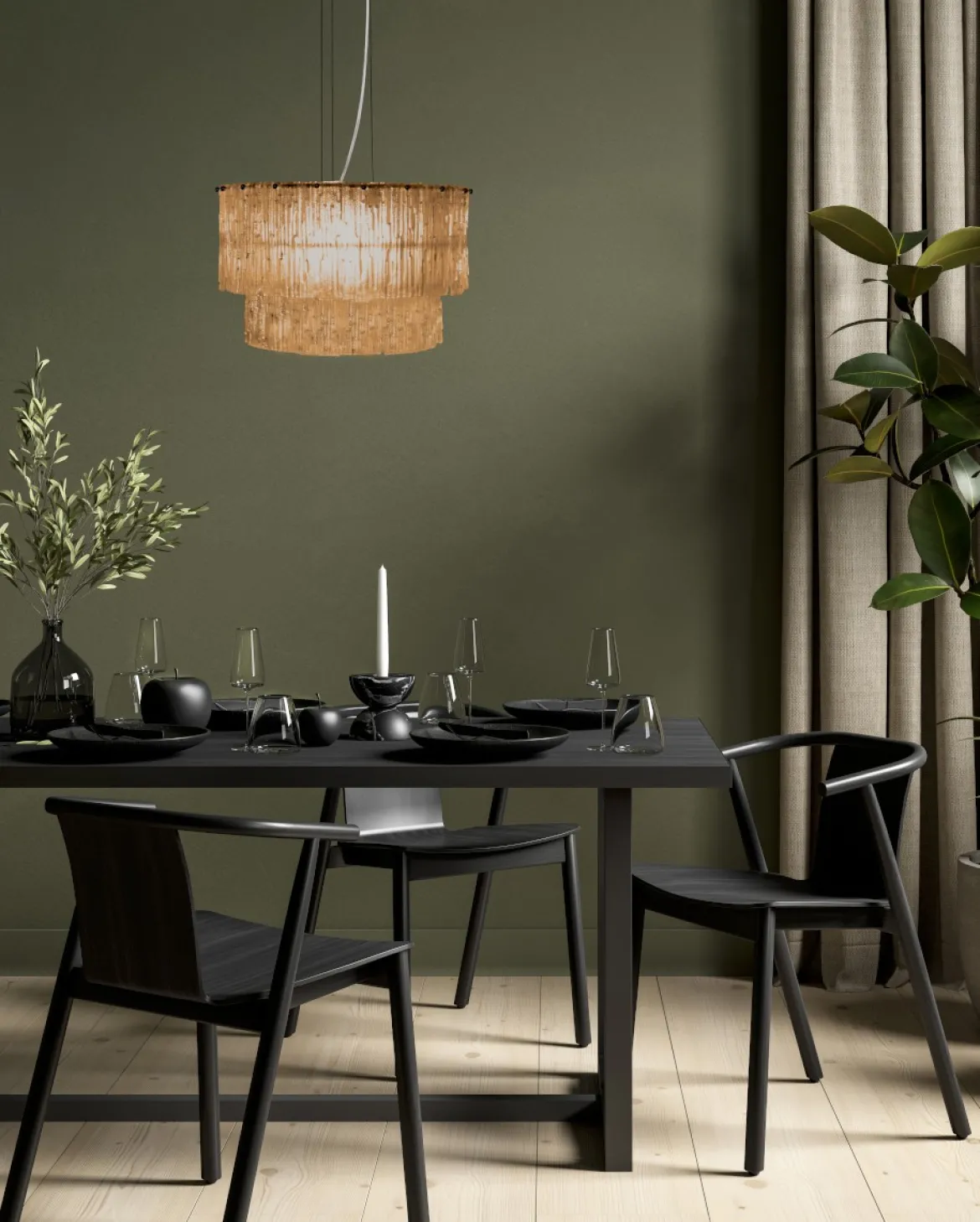 ABELONE Taklampa 47cm Svart/Amber