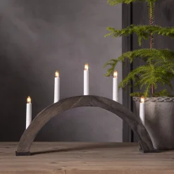 ALBO Träljusstake 5L 33cm Båge Brun