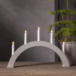 ALBO Träljusstake 5L 33cm Båge Beige