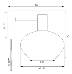 BELL Vägglampa 20cm Svart/Opalvit