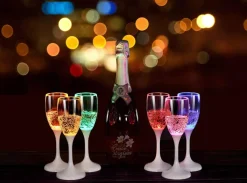 CHAMPANGEGLAS med LED 18cm Grön