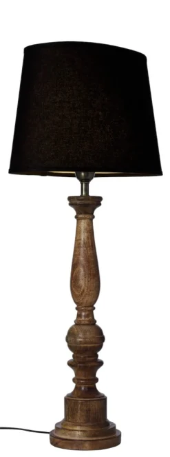 COTTEX Lampfot E27 57cm Trä/Borstad mässing