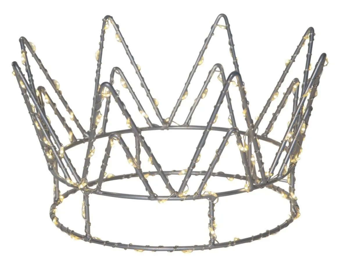 CROWN Bordsdekoration Batteri 120L 22cm Silver
