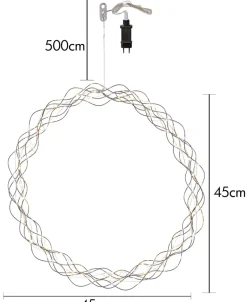 CURLY Hängande krans 45cm Krom