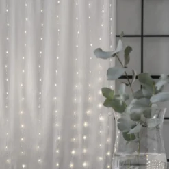 DEW DROP Ljusgardin 1*2m 200LED Varmvit/Silver