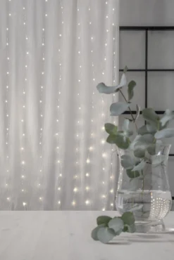 DEW DROP Ljusgardin 1*2m 200LED Varmvit/Silver