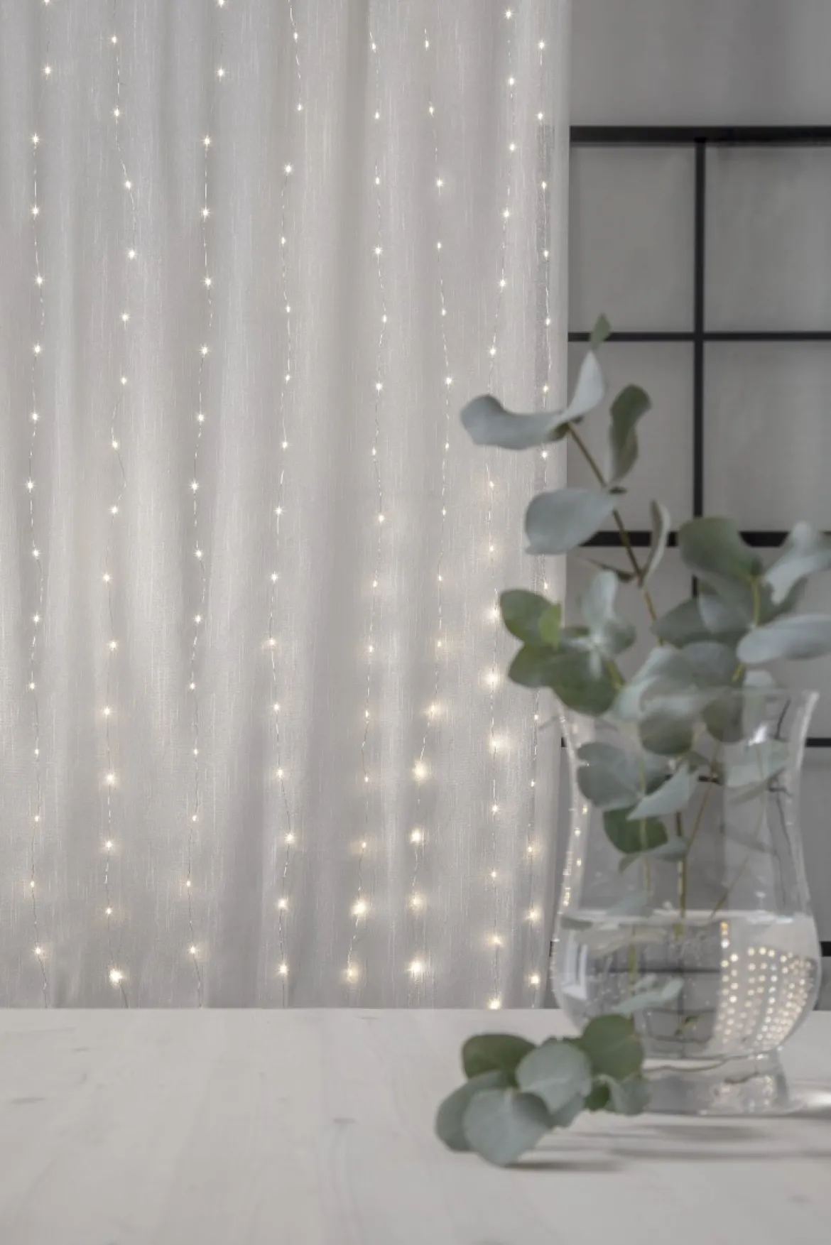 DEW DROP Ljusgardin 1*2m 200LED Varmvit/Silver
