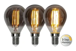E14 Klot 3-Steg Dimbar Minne SoftGlow 2.9W 2200K 150lm Rökfärgad