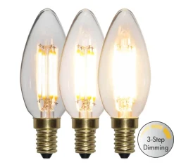 E14 Kronljus 3-Steg Dimbar Minne SoftGlow 4W 2100K 400lm LED-Lampa