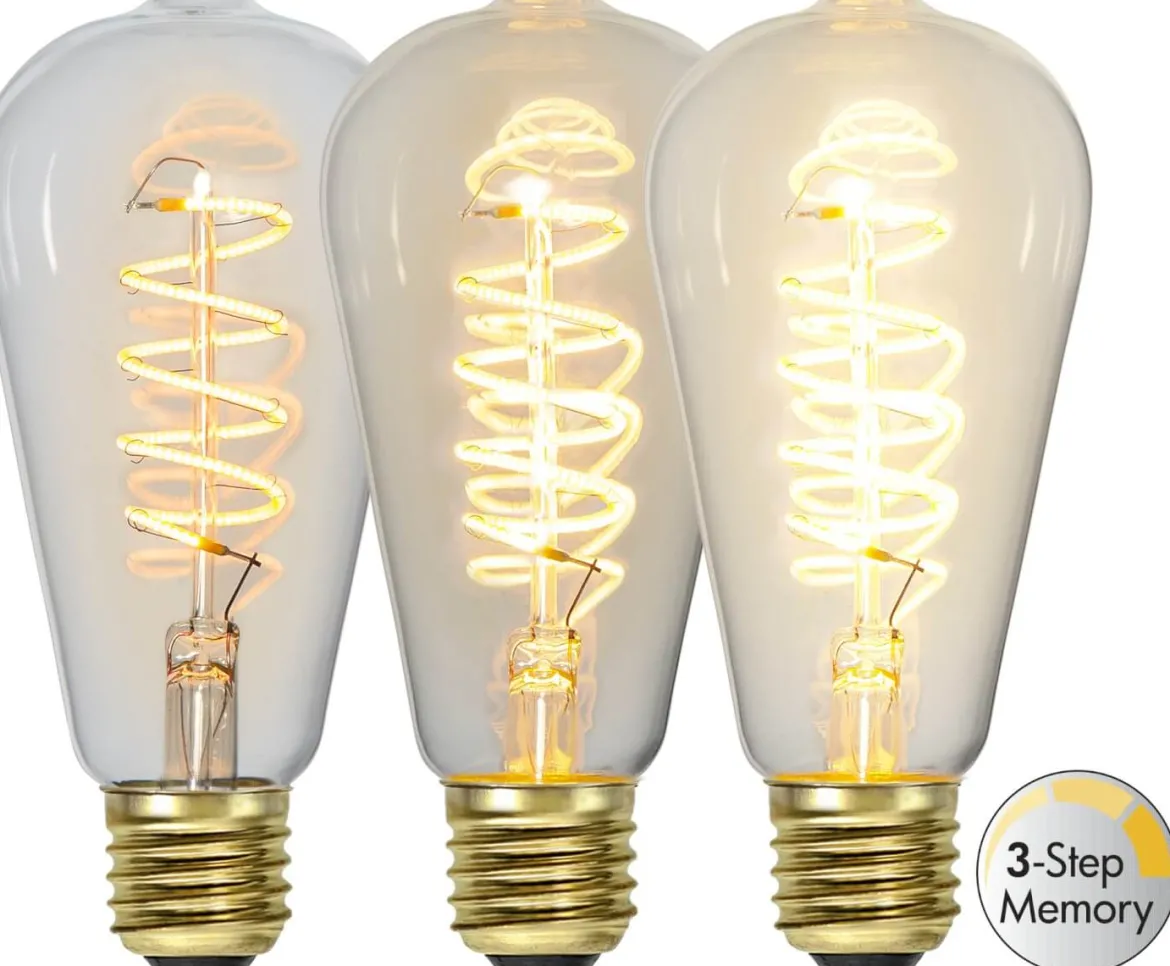 E27 Navigation 3-steg Dimbar Minne 4W 2100K 270lm Klar LED-Lampa