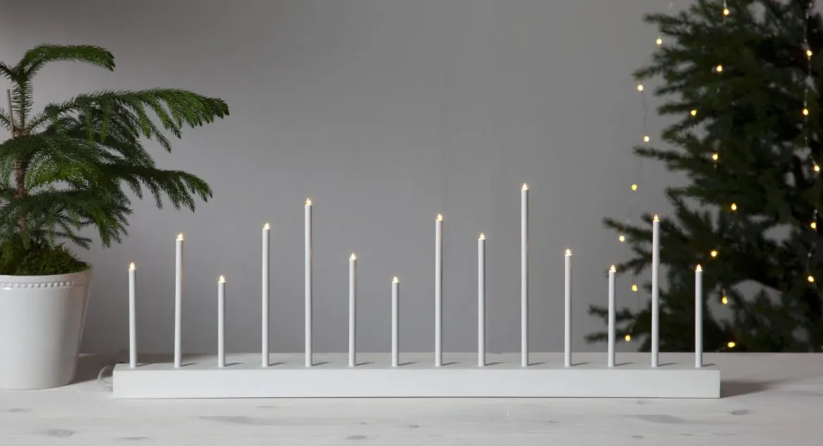 ECHO Träljusstake 14LED 77cm Vit