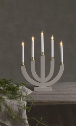 ELI Träljusstake 7L 47cm Beige