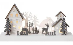 FAUNA Batteridekoration Julmotiv 28cm Vit