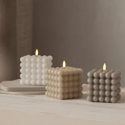 FLAMME DOT LED-Blockljus 12,5cm Grå