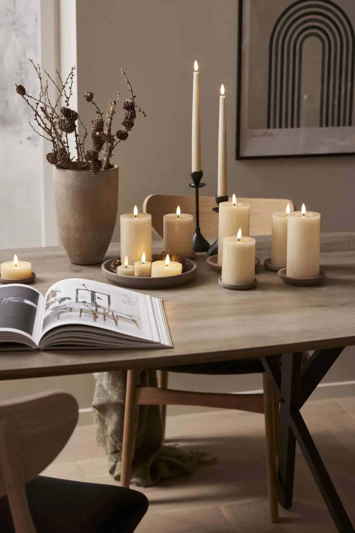 FLAMME FLOW LED-Blockljus Batteri 12,5cm Beige