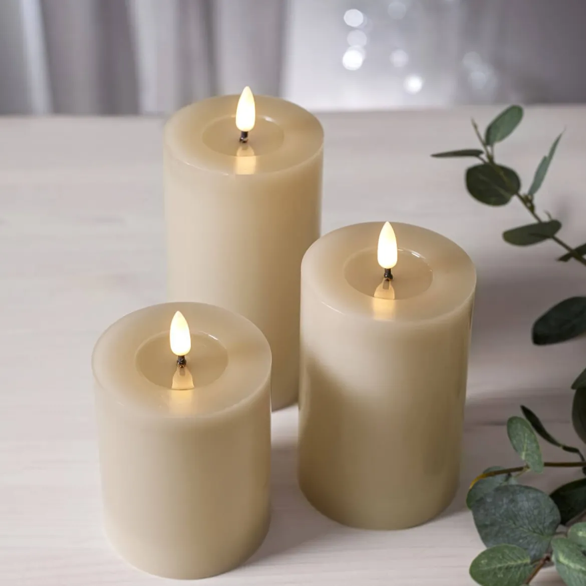 FLAMME FLOW LED-Blockljus Batteri 15cm Beige