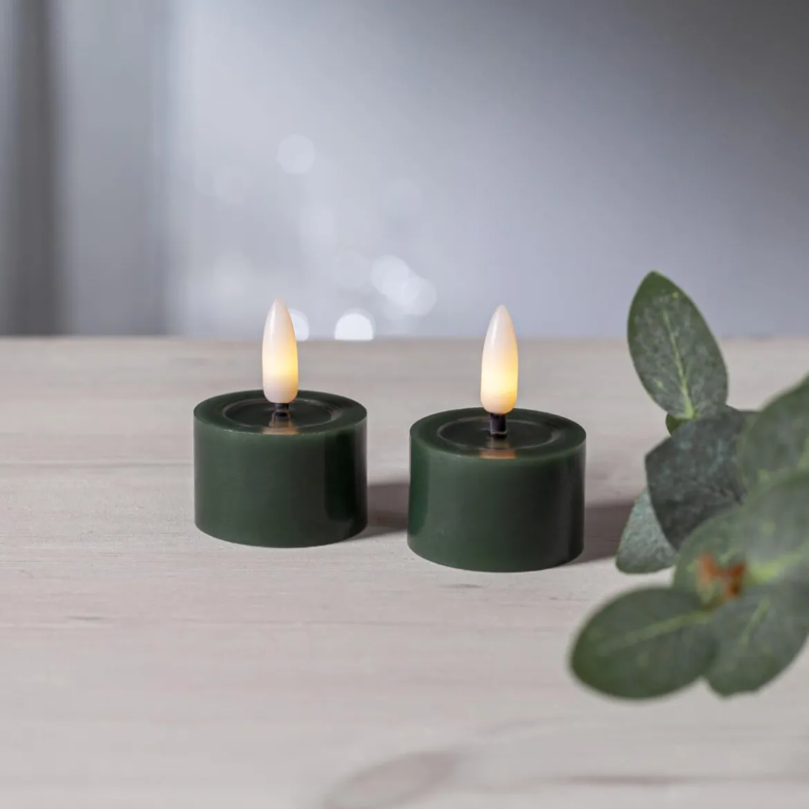 FLAMME FLOW LED-Värmeljus 2-pack 4cm Grön