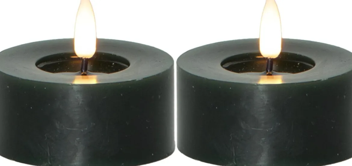 FLAMME FLOW LED-Värmeljus 2-pack 7cm Grön
