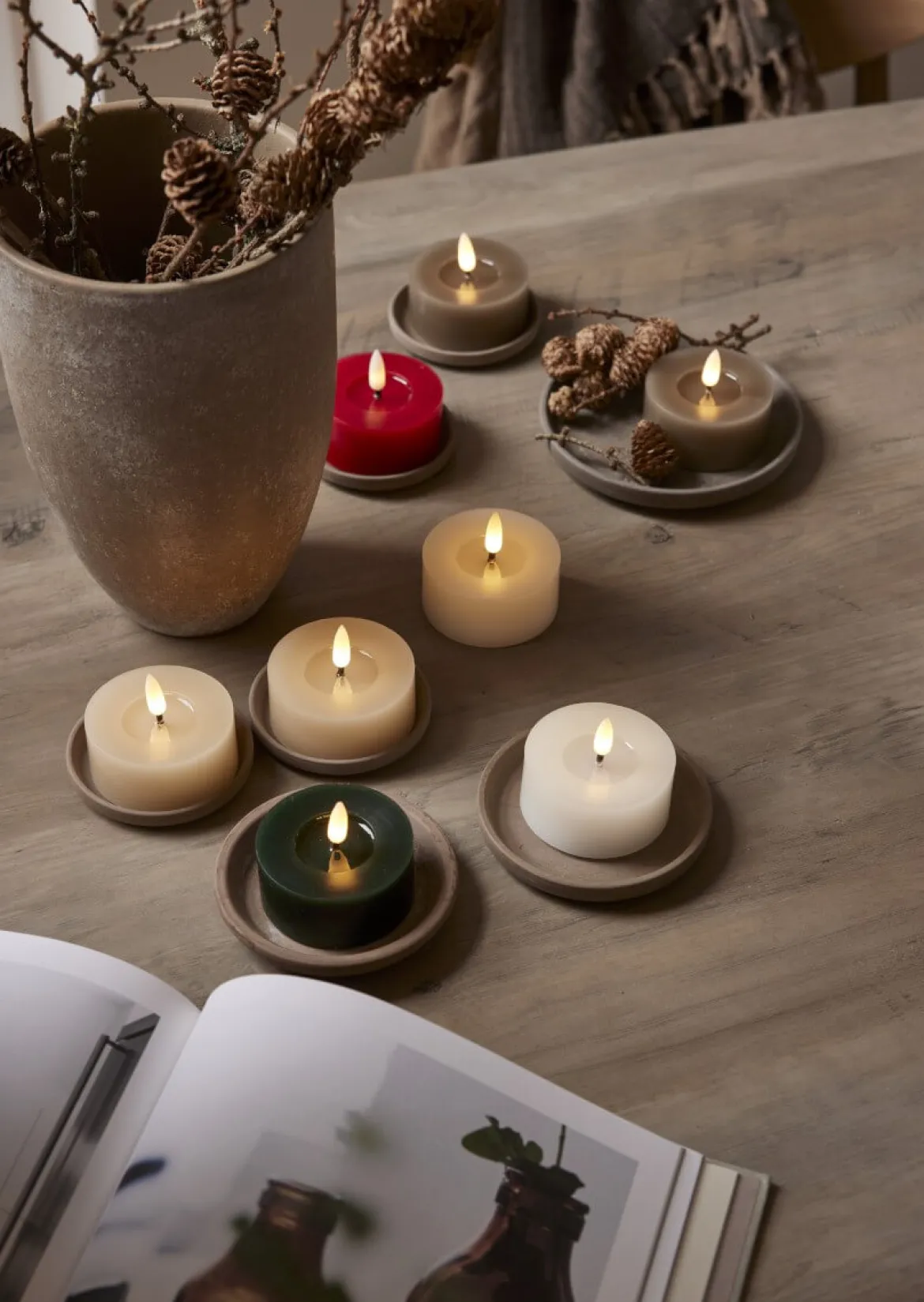 FLAMME FLOW LED-Värmeljus 2-pack 7cm Grön