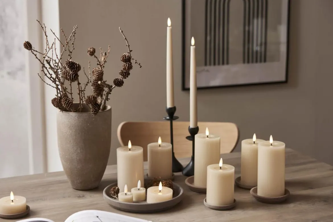 FLAMME FLOW LED-Värmeljus 2-pack 4cm Beige