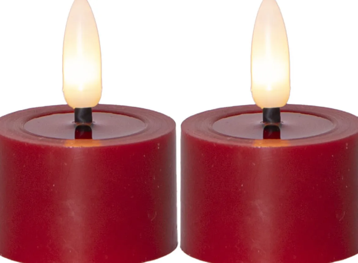 FLAMME FLOW LED-Värmeljus 2-pack 4cm Röd
