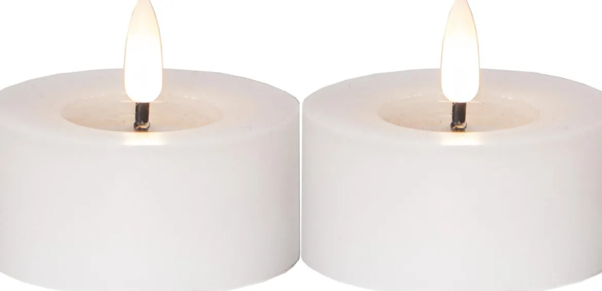 FLAMME FLOW LED-Värmeljus 2-pack 7cm Vit