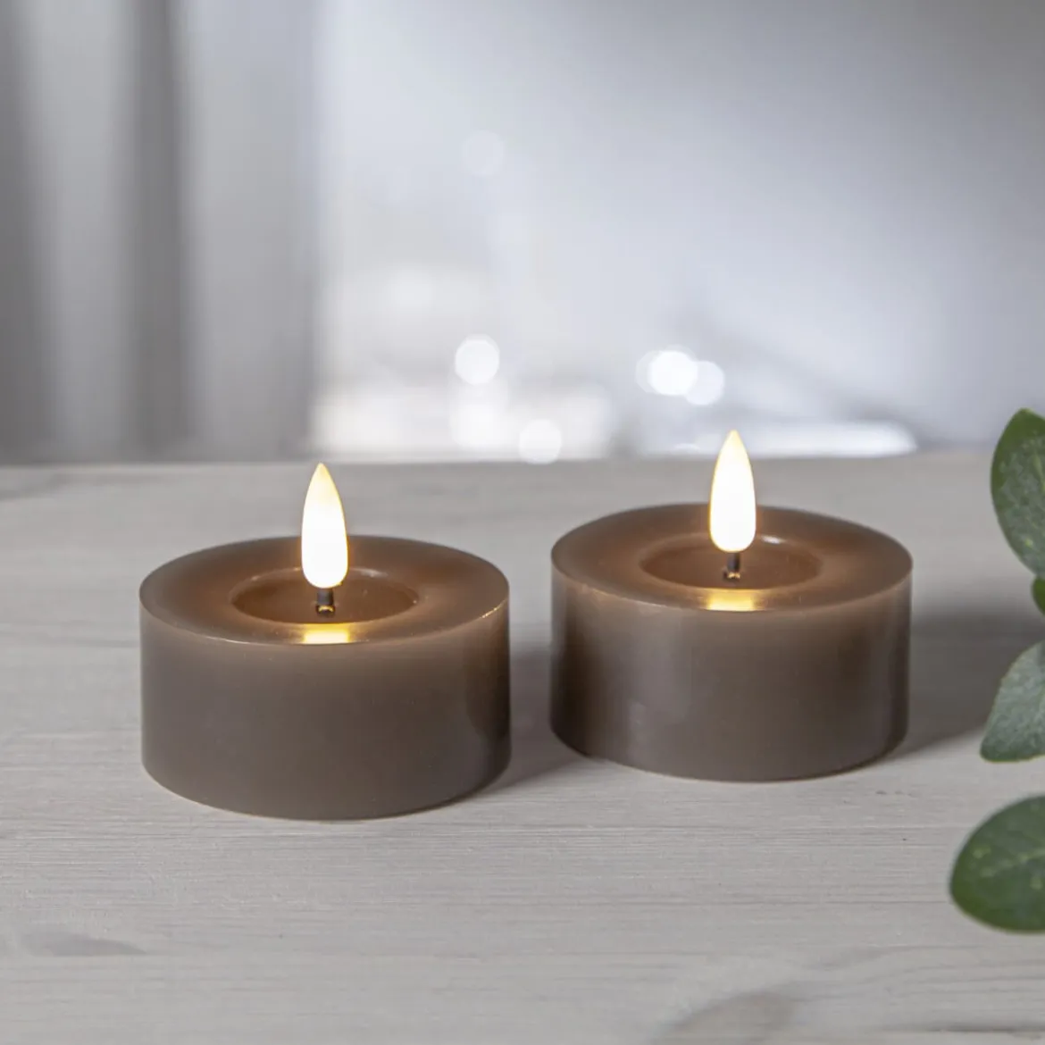 FLAMME FLOW LED-Värmeljus 2-pack 7cm Mullvad