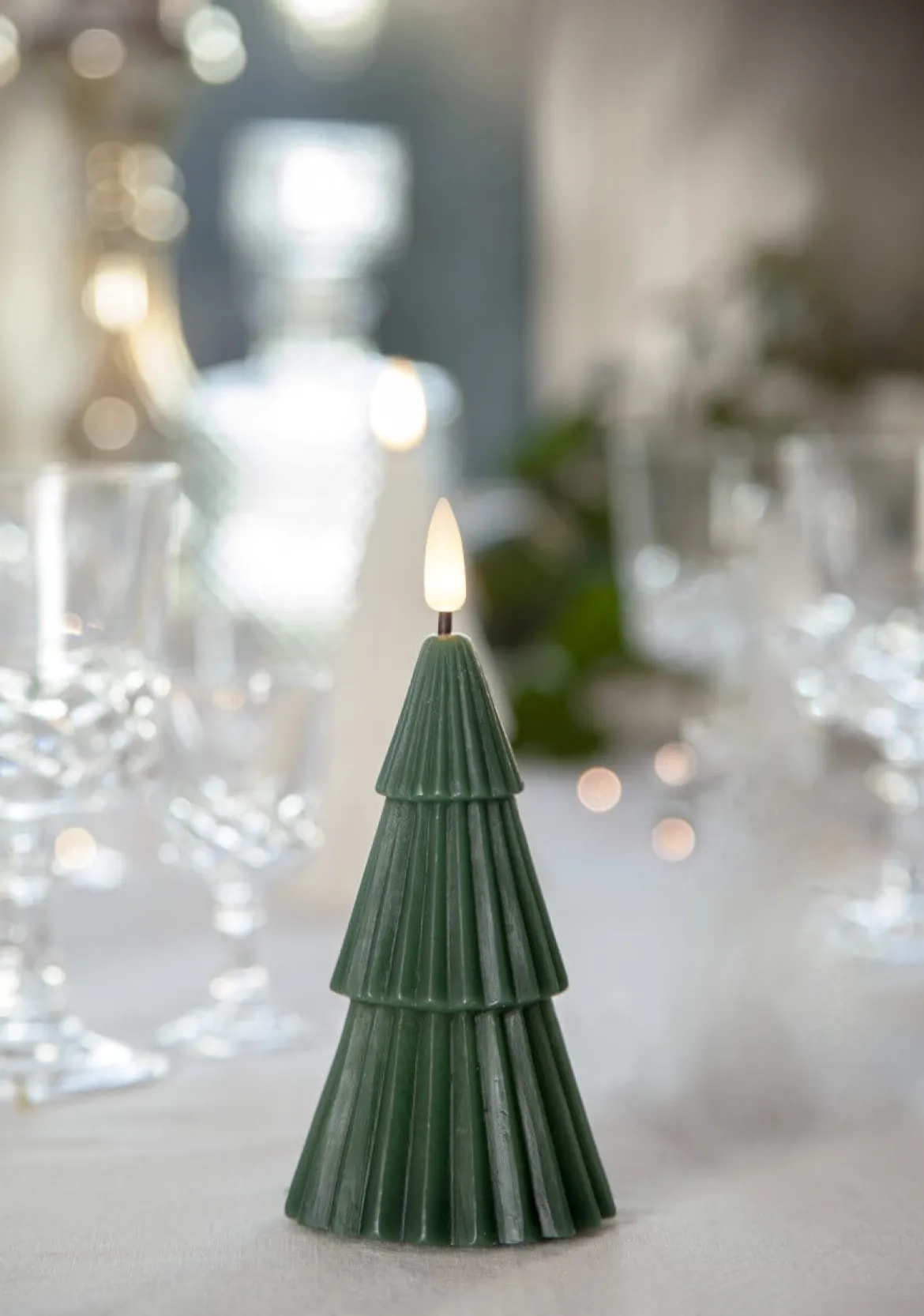 FLAMME GRANY LED-Blockljus15cm Grön