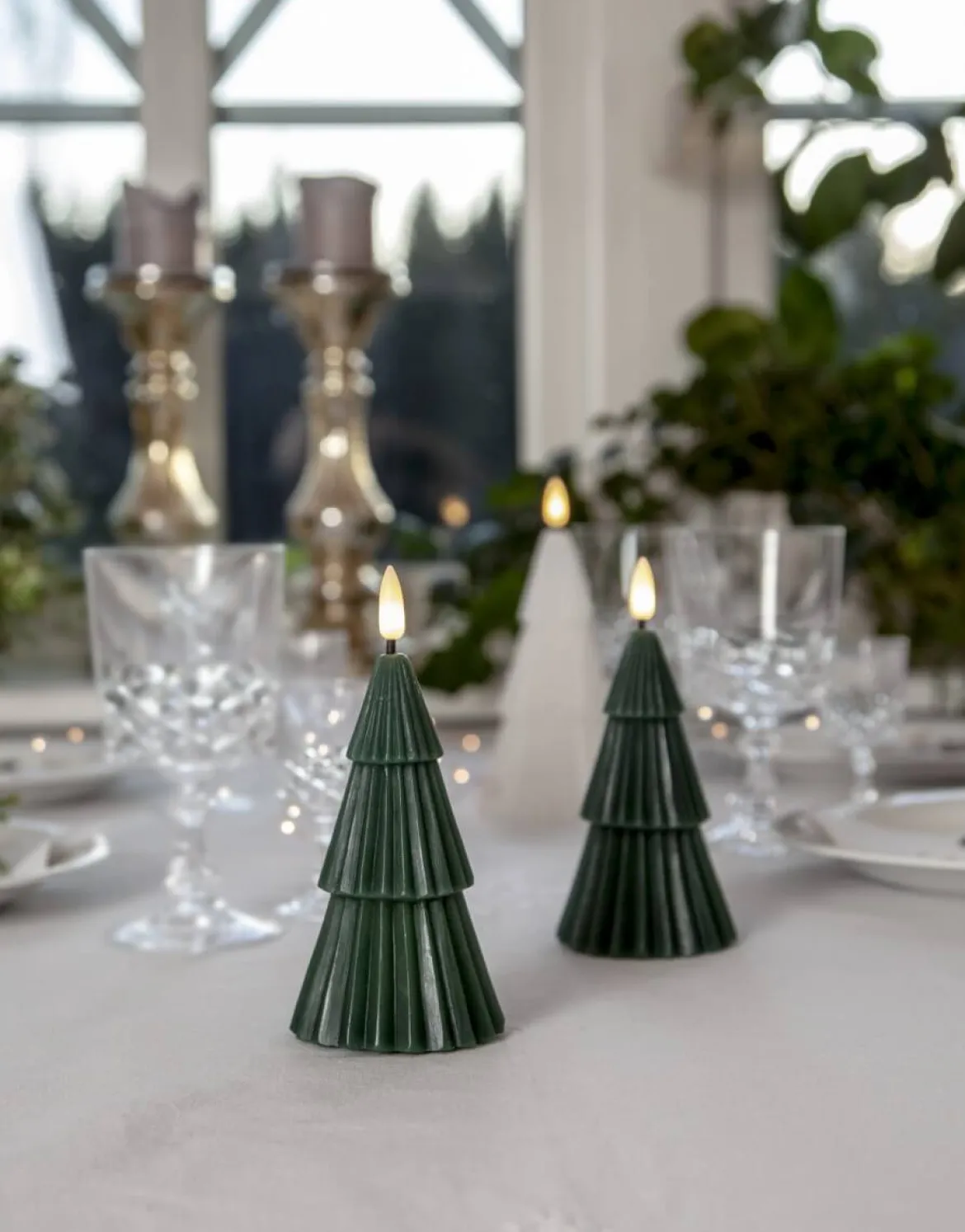 FLAMME GRANY LED-Blockljus15cm Grön