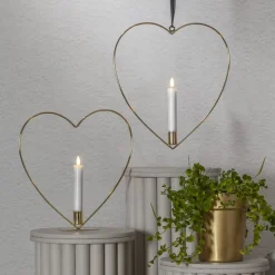 FLAMME HEART Bordsdekoration Batteri 28cm Mässing