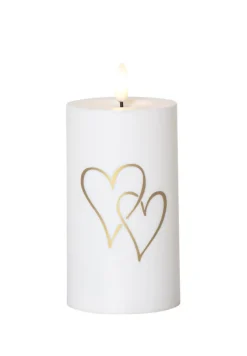 FLAMME HEART LED Gravljus 14cm Vit