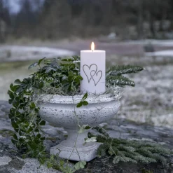 FLAMME HEART LED Gravljus 14cm Vit