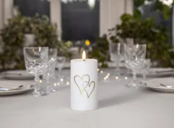 FLAMME HEART LED Gravljus 14cm Vit