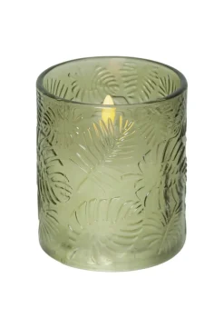 FLAMME LEAF LED-Blockljus 10cm Grön