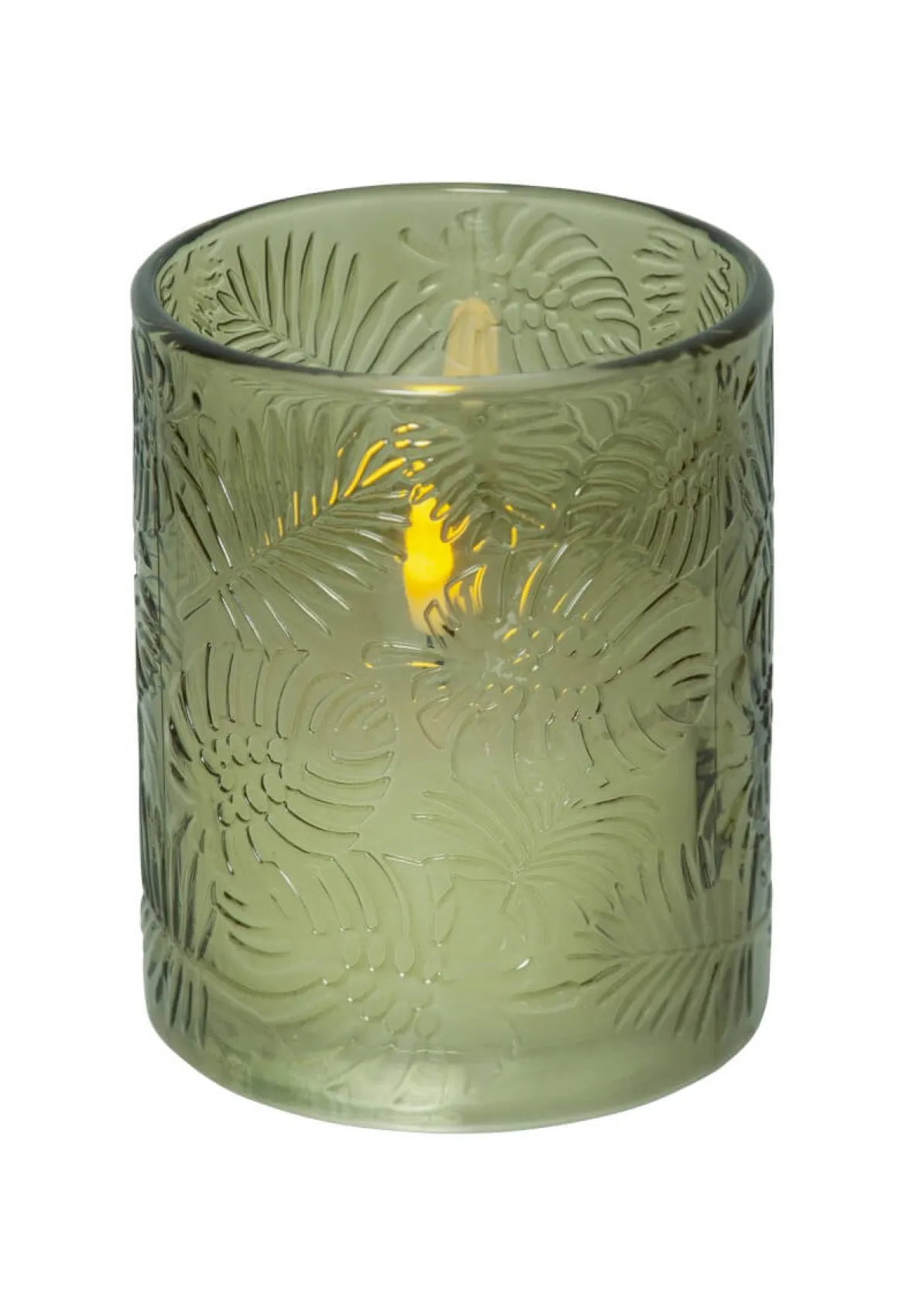 FLAMME LEAF LED-Blockljus 12,5cm Grön