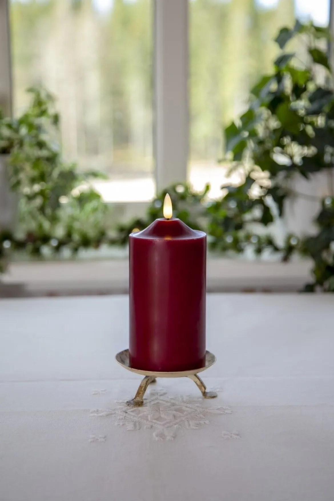 FLAMME LED-Blockljus 17cm Röd
