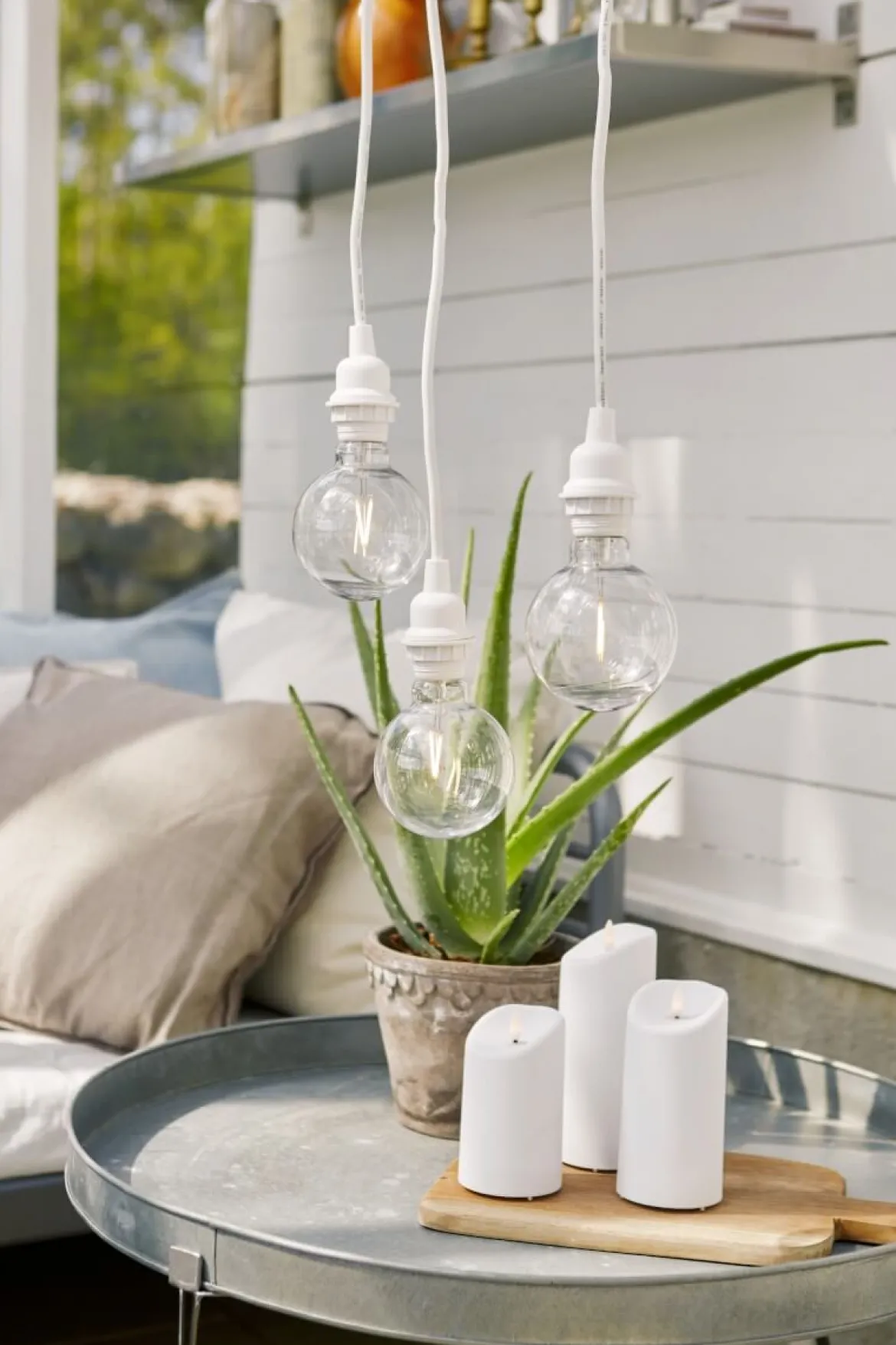 FLAMME LED-Blockljus 18cm Vit