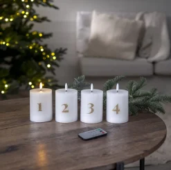 FLAMME LED-Blockljus 4-Pack 12,5cm Vit