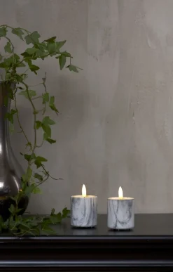 FLAMME MARBLE LED-Blockljus 2-Pack 9cm Grå