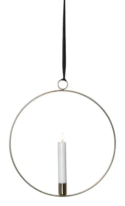 FLAMME RING med Batteridrivet Antikljus 28,5cm Mässing