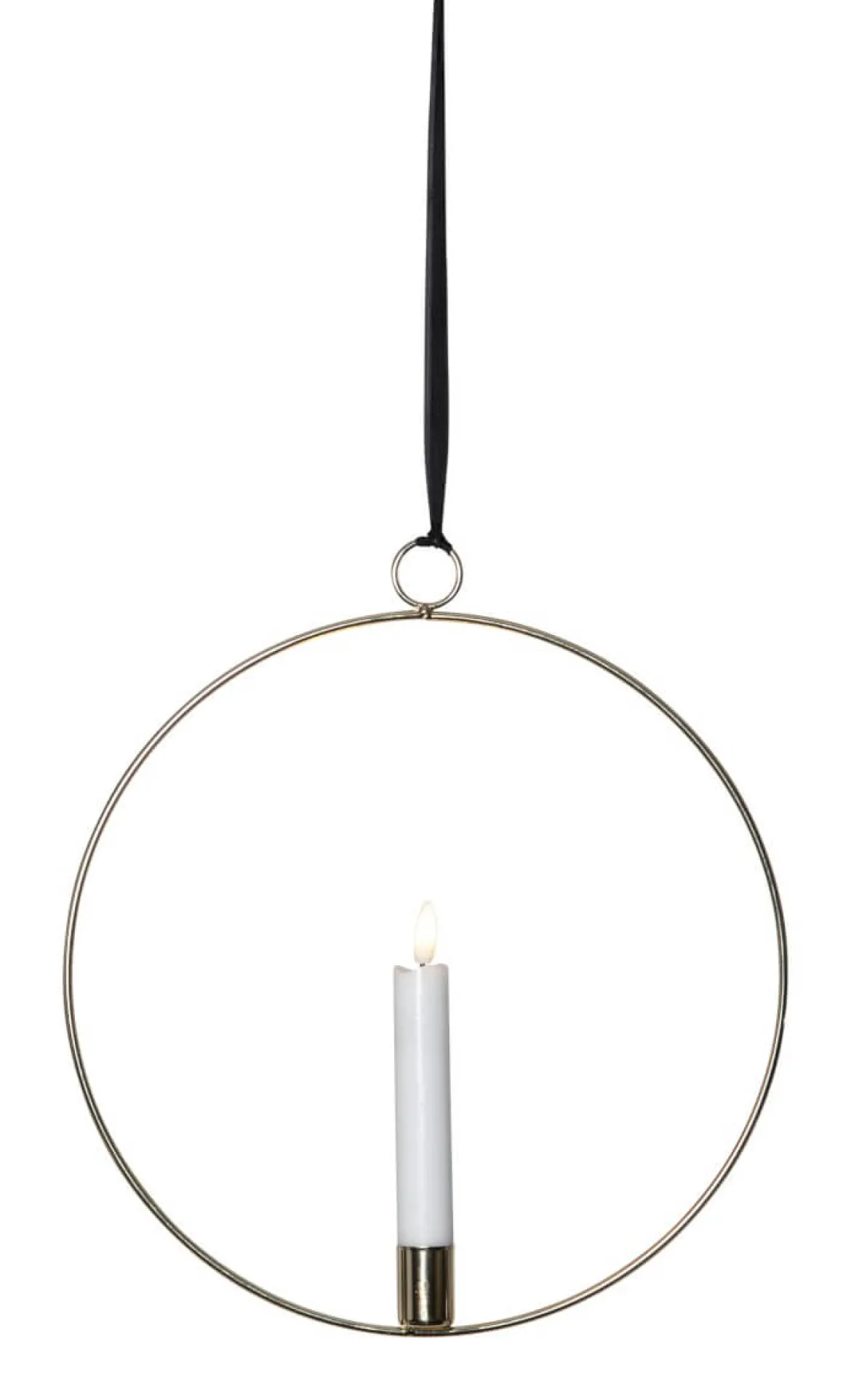 FLAMME RING med Batteridrivet Antikljus 28,5cm Mässing