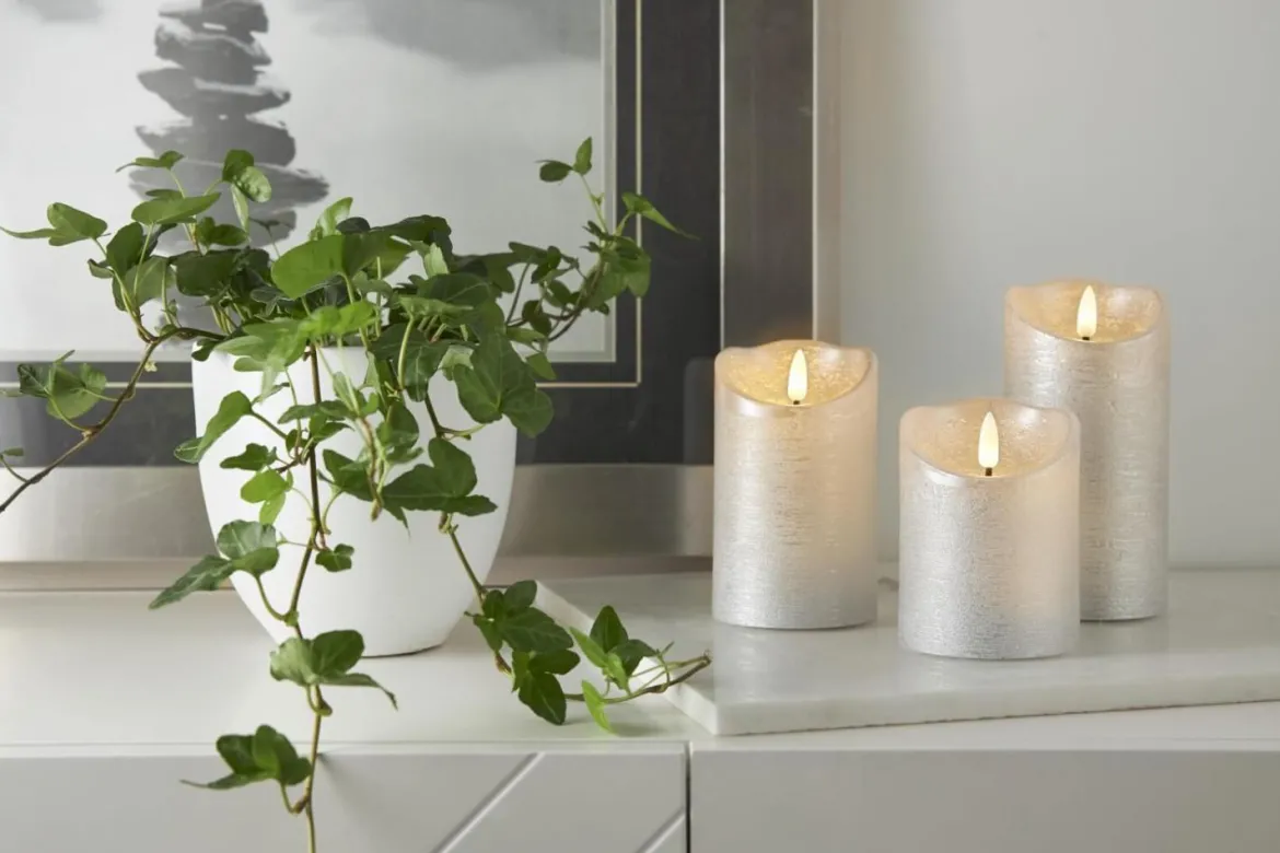 FLAMME RUSTIC LED-Blockljus 12,5cm Silver
