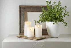 FLAMME RUSTIC LED-Blockljus 10cm Vit