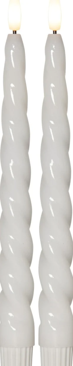 FLAMME SHINE LED-Antikljus 2-pack 24,5cm Vit