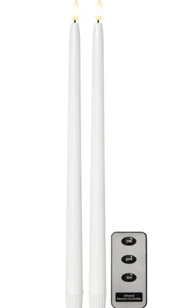 FLAMME SLIM LED-Antikljus 2-pack 38cm Vit