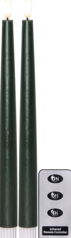 FLAMME SLIM LED-Antikljus 2-pack 28 cm Grön
