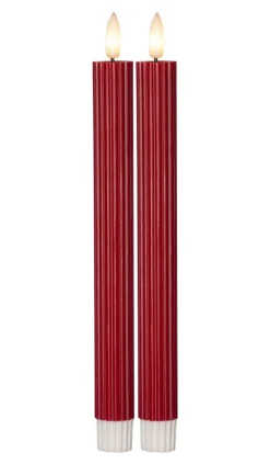 FLAMME STIPE LED-Antikljus 2-pack 25cm Röd