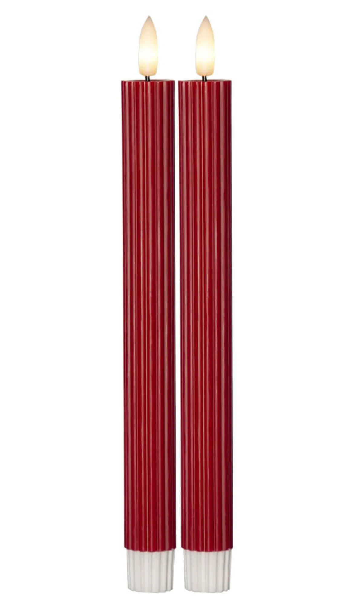 FLAMME STIPE LED-Antikljus 2-pack 25cm Röd