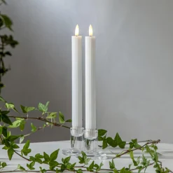 FLAMME STRIPE LED-Antikljus 2-pack 25cm Vit