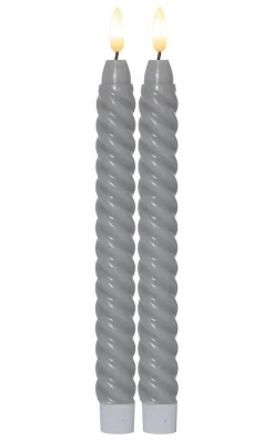 FLAMME SWIRL LED-Antikljus 2-Pack 25cm Grå